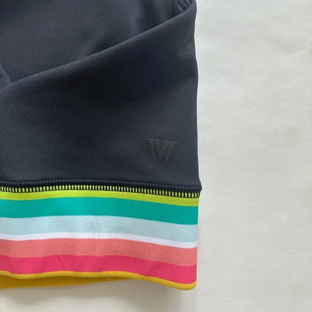 New IVL Collective Rainbow Stripe Sports Bra Size 10 L Black Maize Crossback